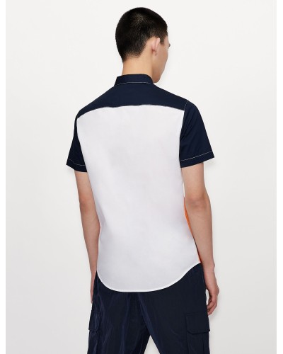 ARMANI AX CAMICIA  97% COTTON, 3% ELASTANE.6513 NEW ULTRA MARINE/WHI