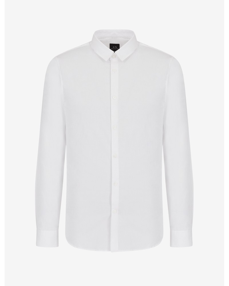 ARMANI AX CAMICIA M/LUNGA  2% ELASTANE, 98% COTTON.1100 WHITE