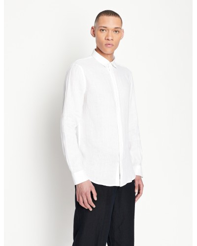 ARMANI AX CAMICIA LINO  100% LINEN.1100 WHITE
