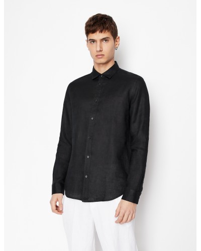 ARMANI AX CAMICIA LINO  100% LINEN.1200 BLACK