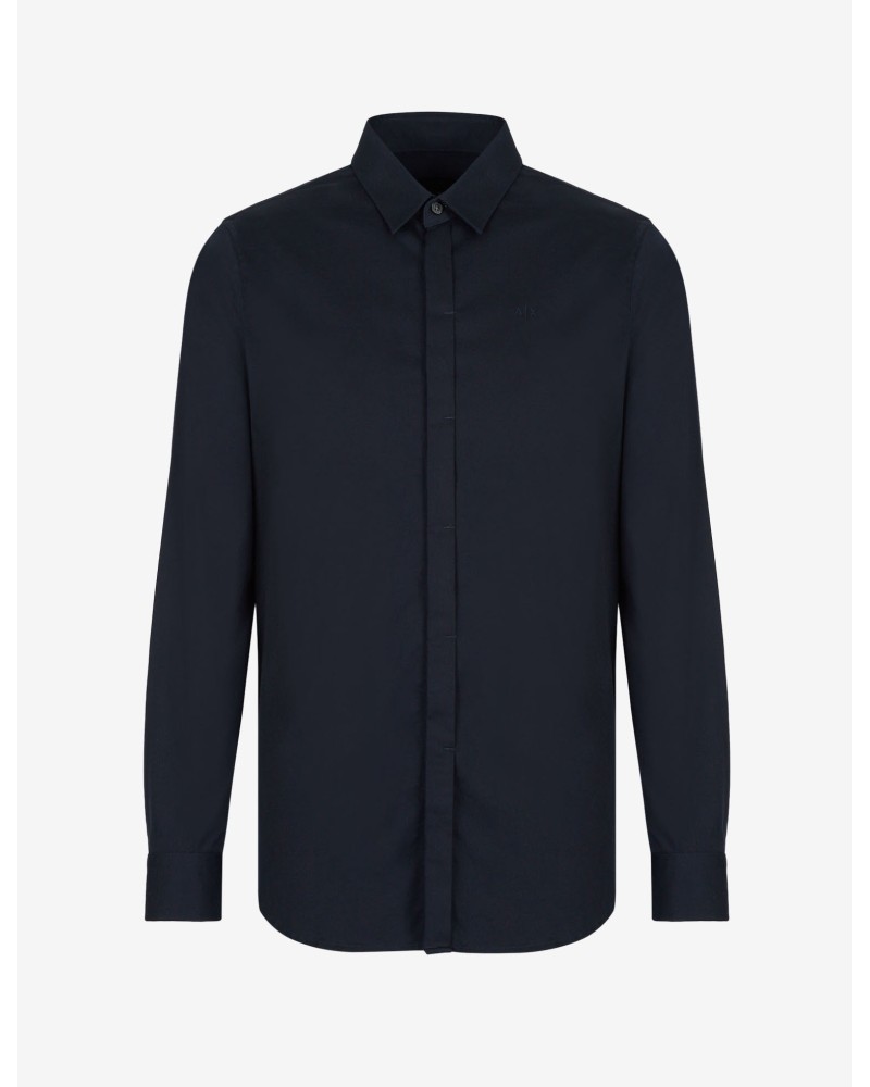 ARMANI AX CAMICIA SHIRT  97% COTTON, 3% ELASTANE.1510 NAVY
