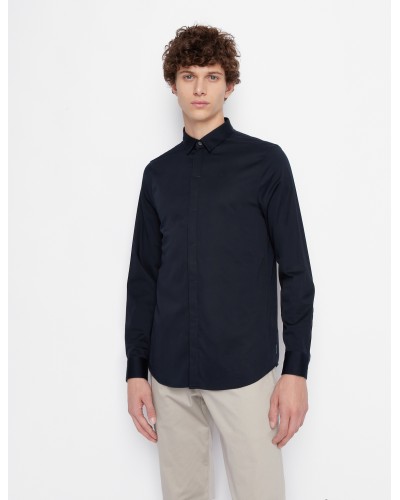 ARMANI AX CAMICIA SHIRT  97% COTTON, 3% ELASTANE.1510 NAVY