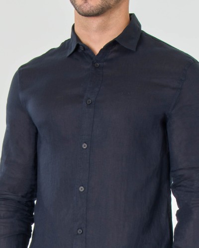 ARMANI AX CAMICIA  100% LINEN.1510 NAVY
