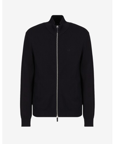 ARMANI AX MAGLIONCINO FULLZIP+C/ALTO  100% COTTON.1200 BLACK