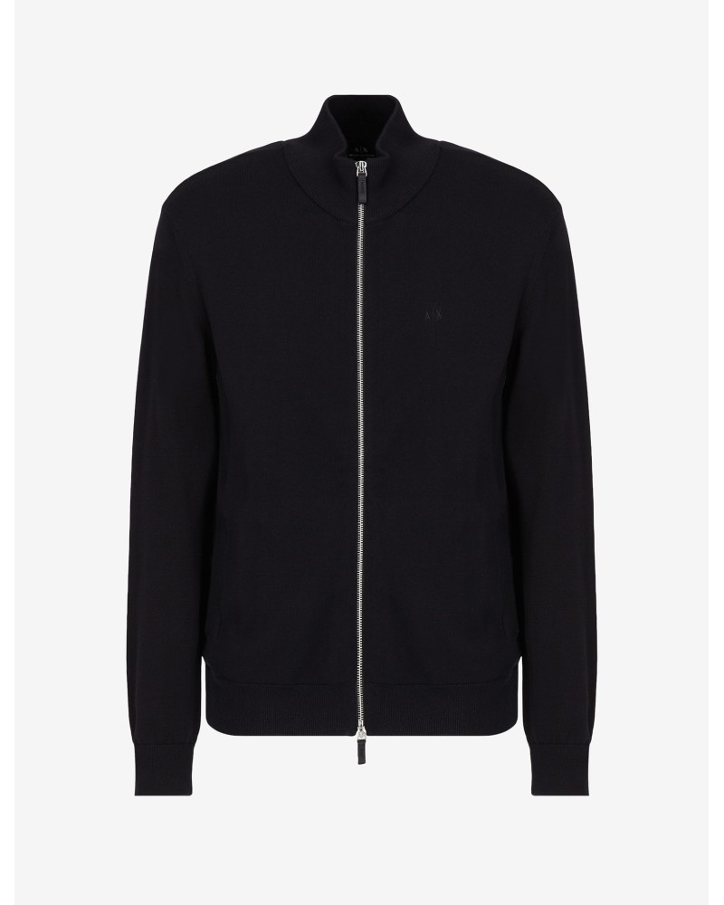 ARMANI AX MAGLIONCINO FULLZIP+C/ALTO  100% COTTON.1200 BLACK