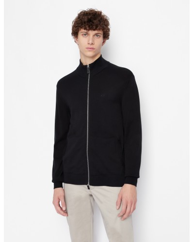 ARMANI AX MAGLIONCINO FULLZIP+C/ALTO  100% COTTON.1200 BLACK
