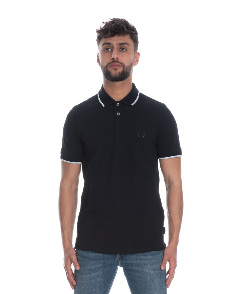 ARMANI AX POLO 100% COTTON.1200 BLACK
