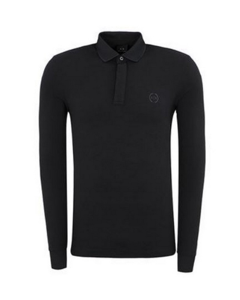 ARMANI AX POLO M/LUNGA  96% COTTON, 4% ELASTANE.1200 BLACK
