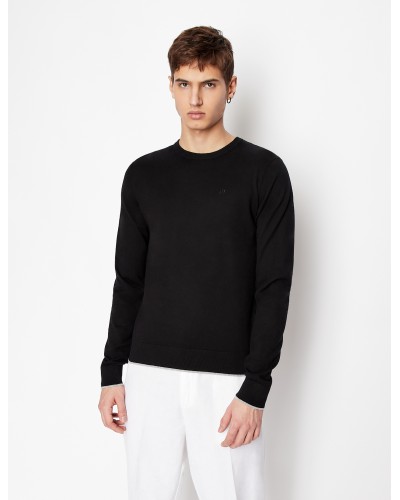 ARMANI AX MAGLIONCINO GIROCOLLO  95% COTTON, 5% CASHMERE.1200 BLACK