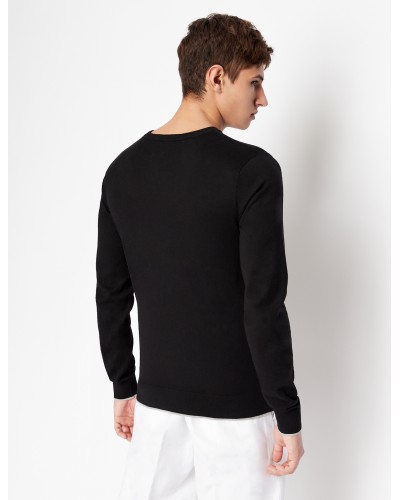 ARMANI AX MAGLIONCINO GIROCOLLO  95% COTTON, 5% CASHMERE.1200 BLACK