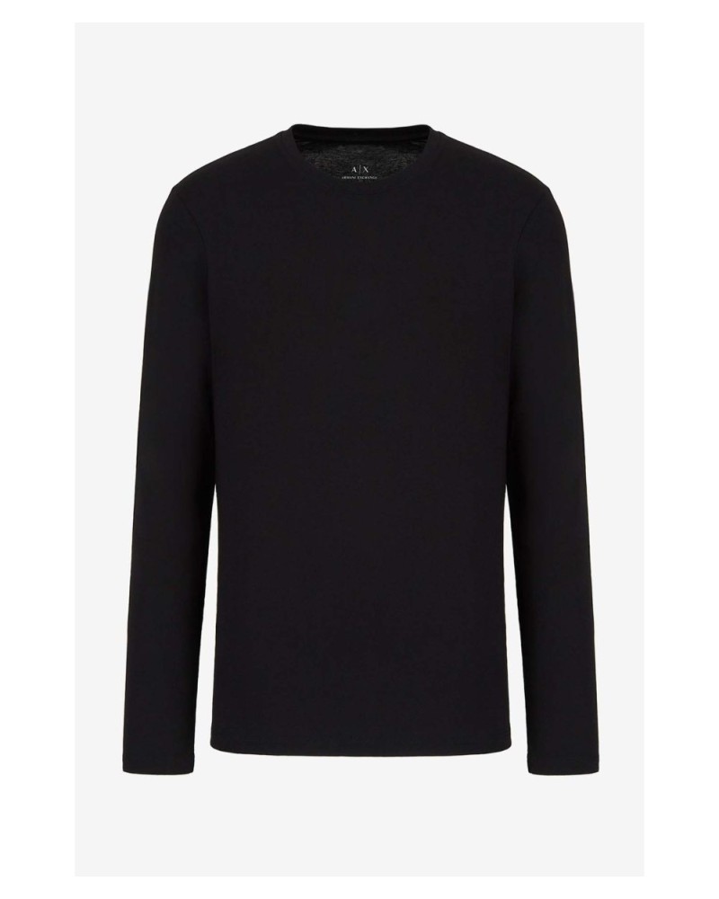 ARMANI AX MAGLIA M/LUNGA 100% COTTON.1200 BLACK