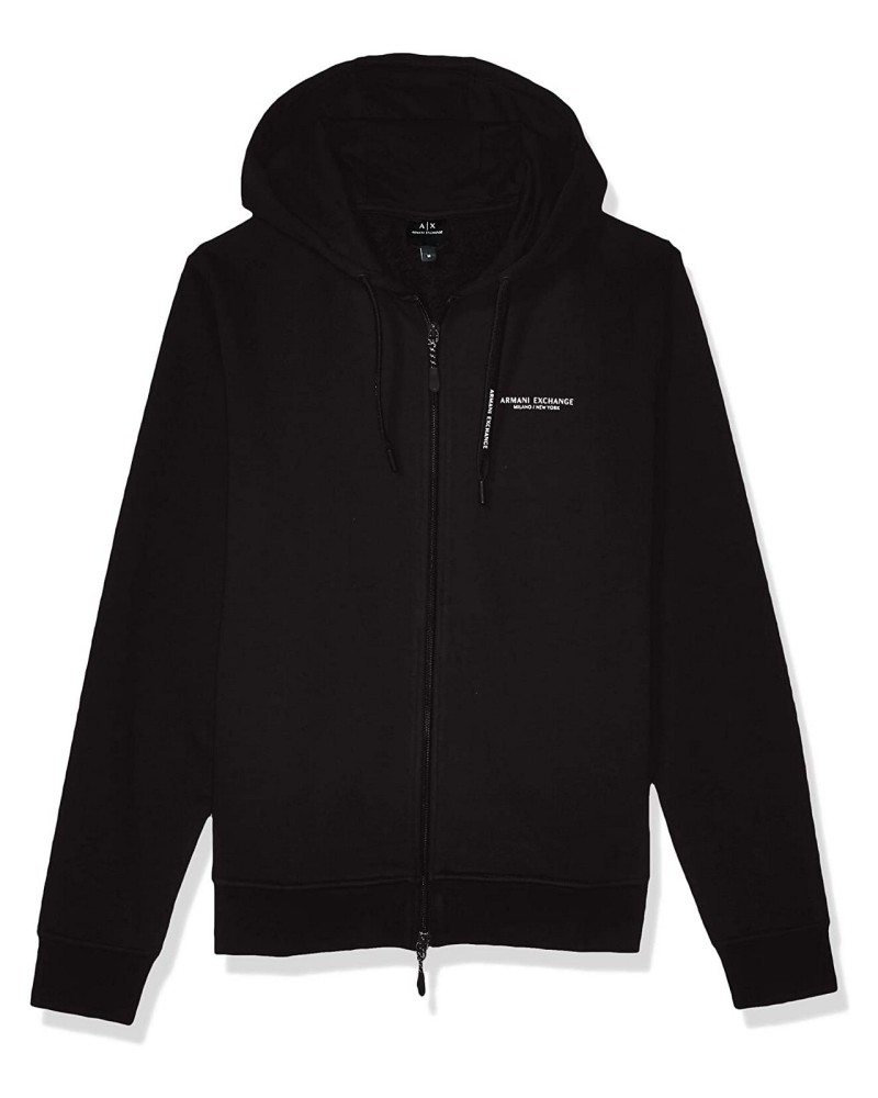 ARMANI AX FELPA FULLZIP+CAPP  100% COTTON.1200 BLACK
