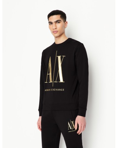 ARMANI AX FELPA PARICOLLO 100%COTTON.1200 BLACK