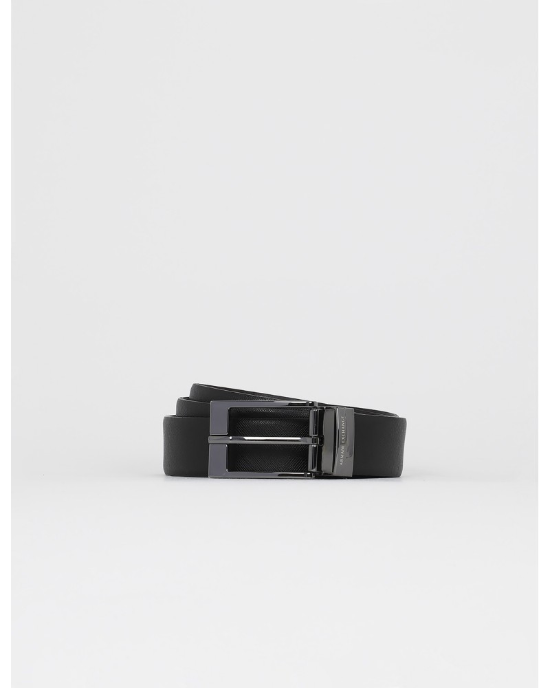 ARMANI AX CINTA BELT  100% BOVINE LEATHER - TRANSFER COATING SPLIT LEATHER.54120 BLACK/DARK BROWN