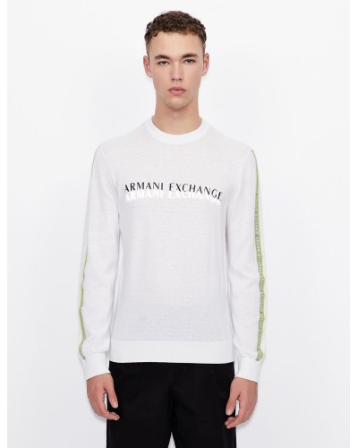 ARMANI AX PULLOVER  27% POLYESTER, 73% COTTON.1100 WHITE