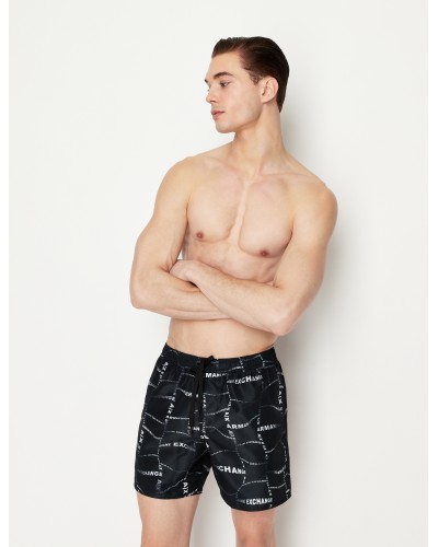 ARMANI AX INTIMO MARE BOXER 100%POLYESTER.27321 BLACK/DISTORT.ALLOV.